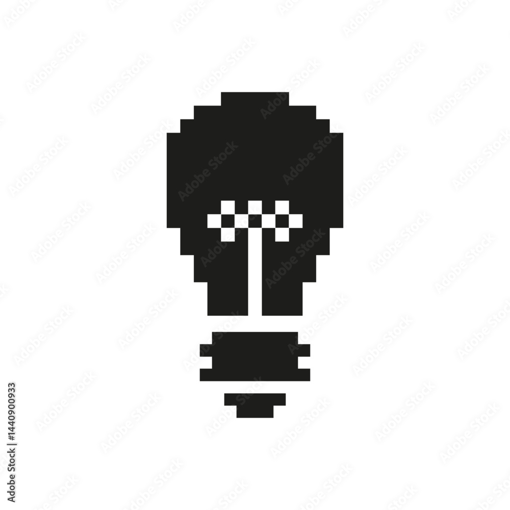Pixel Art Light Bulb Icon. Innovation, Creativity, And New Ideas Symbol. Retro 8-Bit Style Design. Isolated Vector Illustration Pixel Art Light Bulb Icon. Innovation, Creativity, And New Ideas Symbol. Retro 8-Bit Style Design. Isolated Vector Illustration