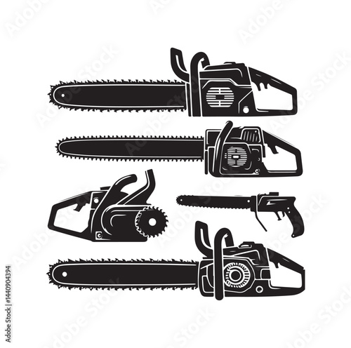 Chainsaw set silhouette vector illustration