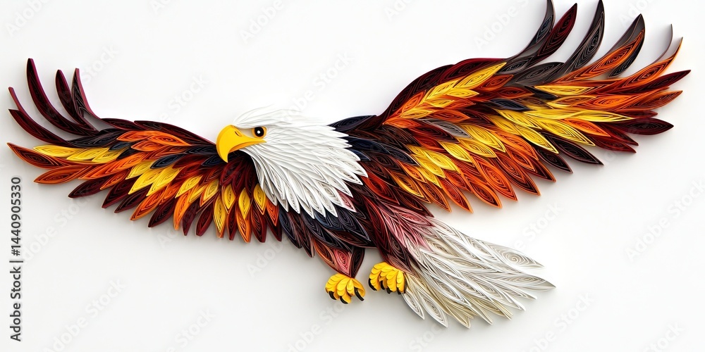 Obraz premium paper quilling bald eagle 