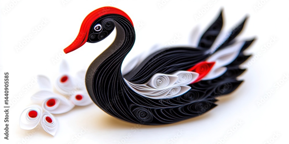 Obraz premium paper quilling black swan
