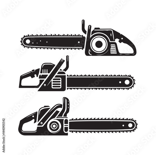 Chainsaw set silhouette vector illustration