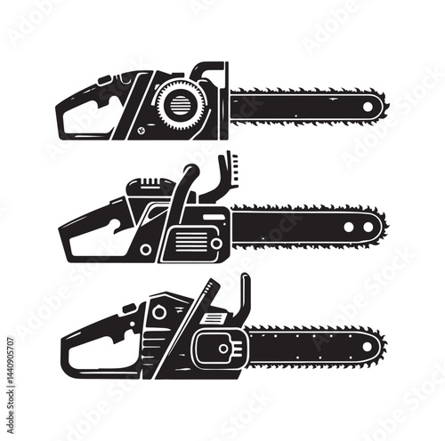 Chainsaw set silhouette vector illustration