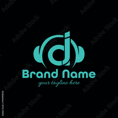 dj music logo design vector