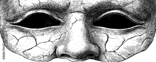 Engraved gothic mask with cracked details - art and design inspiration