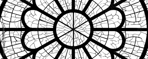 Engraved stained glass rose window design featuring intricate geometric patterns