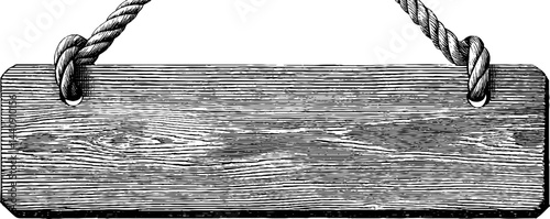 Vintage engraved wooden signboard design for rustic themes and home decor