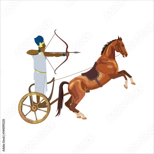 Egyptian pharaoh in his war chariot vector