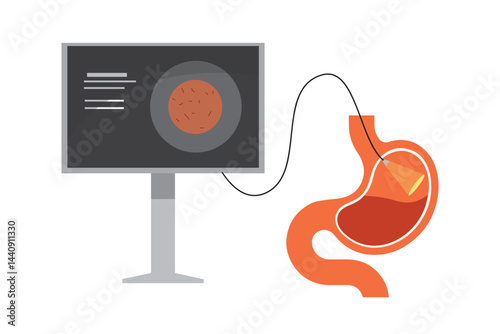 Endoscopy logo icon. Stomach gastroscopy cartoon gastritis medicine sign cancer egd system icon