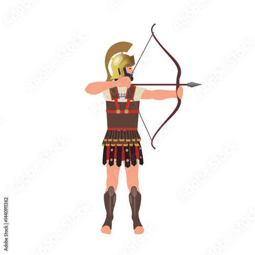 Ancient roman warrior with bow and arrow
