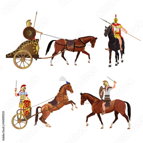 Roman riders on horseback and in chariots