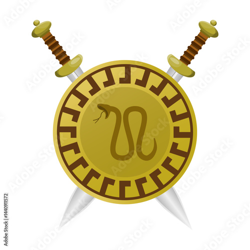 Crossed swords on the background of shield