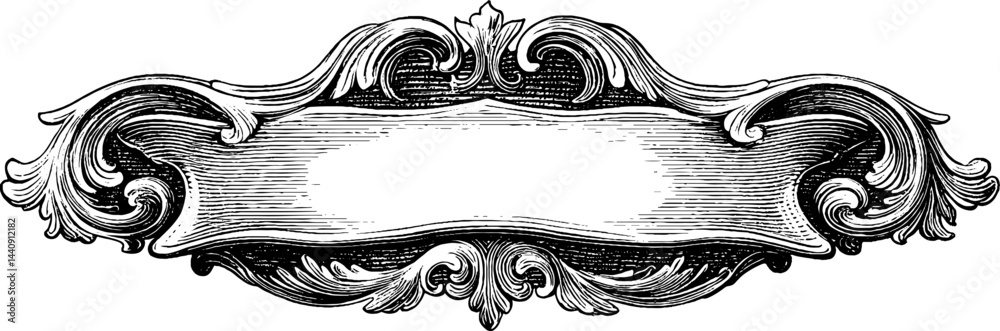 Fototapeta premium Ornamental engraved banner design with vintage decorative elements