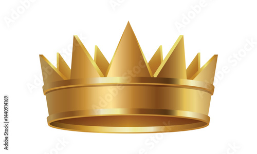 Golden crown. Vector 3d illustration isolated on white background.