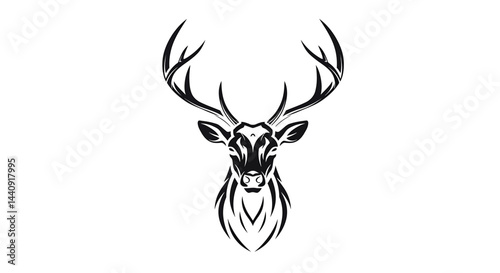 Majestic Deer Head - Minimalist Vector Art