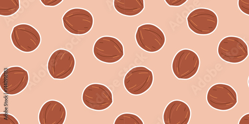 coconut. Seamless coconut pattern. tropical fruit. Coconut oil. coconut pulp. for advertising. Coconut pattern for packing. meal. A nut from a palm tree. seamless. 