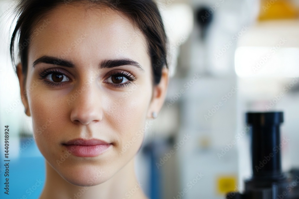 Young caucasian female scientist in laboratory setting Young caucasian female scientist in laboratory setting