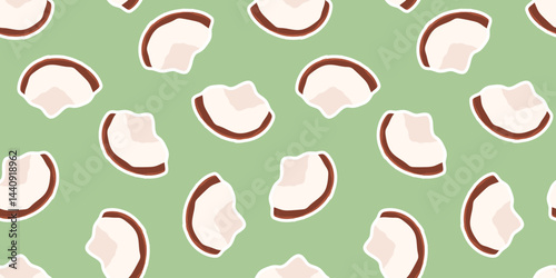 coconut. Seamless coconut pattern. tropical fruit. Coconut oil. coconut pulp. for advertising. Coconut pattern for packing. meal. A nut from a palm tree. seamless. 