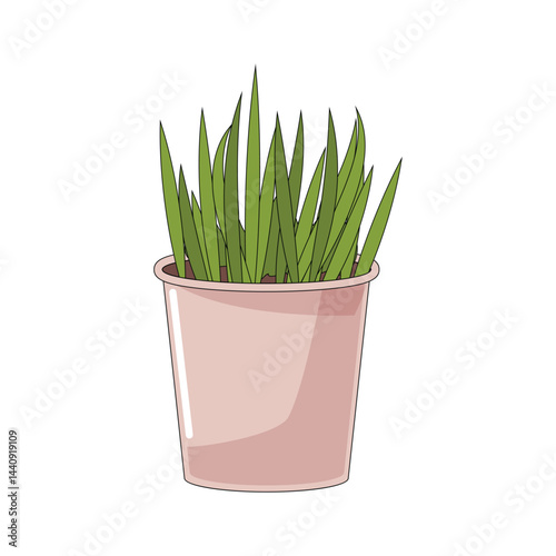 Fresh grass in pink pot, perfect for cat care, pet decor, and healthy animal lifestyle themes
