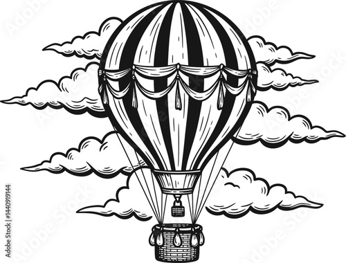Vintage Hot Air Balloon Vector Art