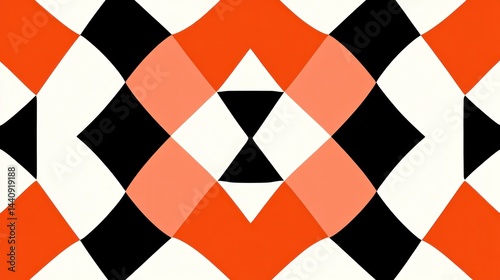 Abstract geometric orange black white pattern design