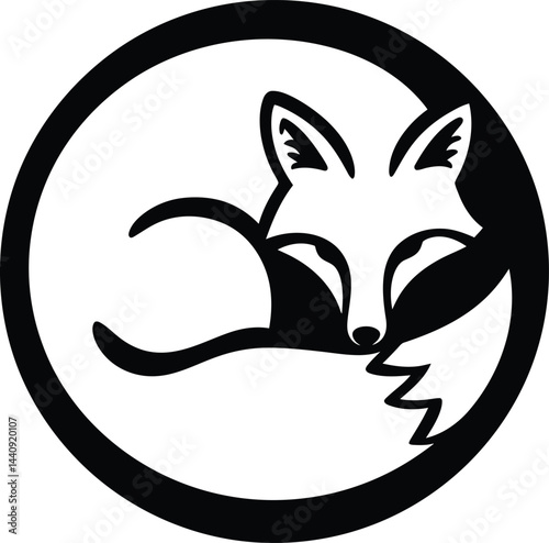 Minimalist Black and White Fox Vector