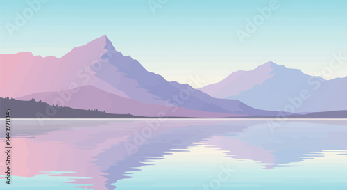 Pastel Mountain Lake Reflection