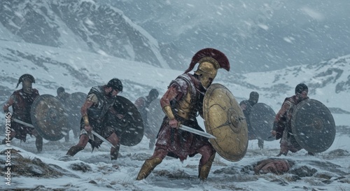 Weary Athenian Warriors in a Blizzard photo