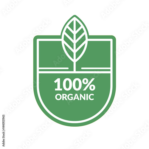 100% organic badge, sticker - vector illustration