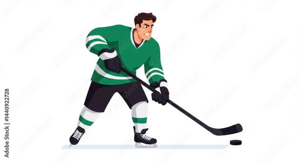 Fototapeta premium Intense Ice Hockey Player Skating with Stick