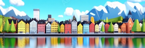 2d animation oslo norway downtown skyline 