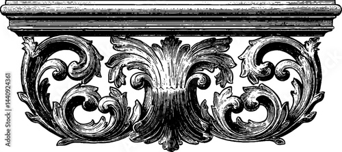 Intricate baroque balcony design featuring ornate engraved details for architectural decor
