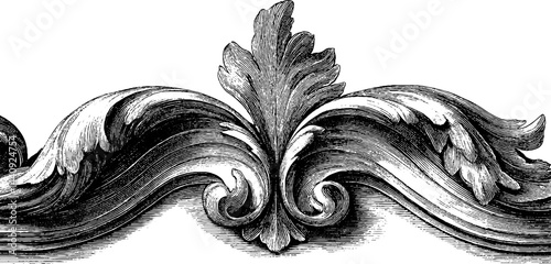 Intricate baroque cornice design for architectural illustration