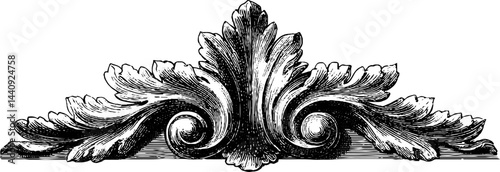 Ornate baroque cornice engraving for architectural design and decoration