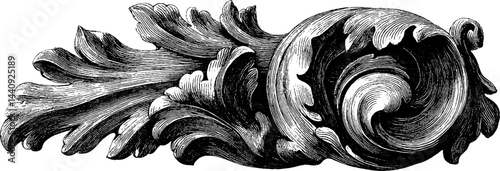 Intricate baroque floral ornament engraving for decorative design