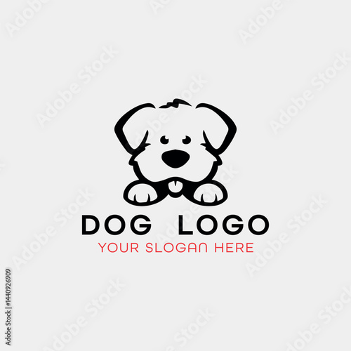 dog training grooming paw logo design vector