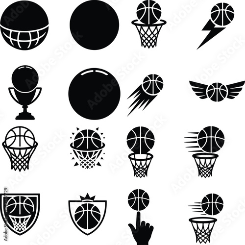 Basketball Logo Silhouette Set | Sport Icon Collection Basketball Emblem Silhouette | Sports Logo Vector Set