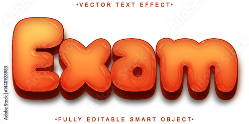 Cartoon Exam Vector Fully Editable Smart Object Text Effect