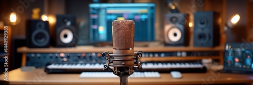Studio microphone in a recording music room