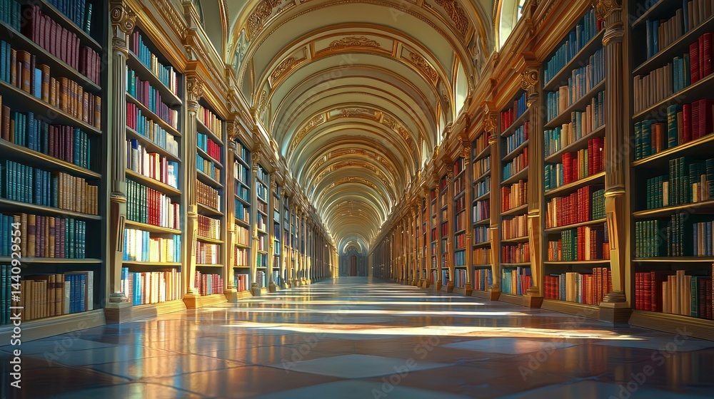 Fototapeta premium Books in gilded corridor