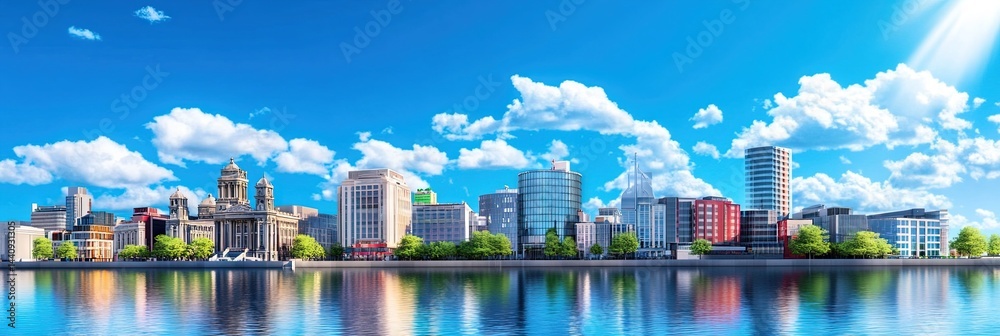 Naklejka premium 3d vector dublin downtown skyline