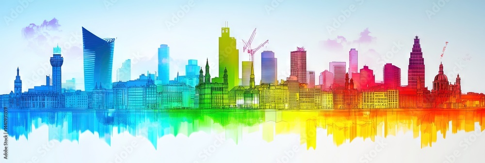 Obraz premium 3d vector dublin downtown skyline