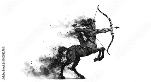 Centaurs silhouette drawing aiming with bow