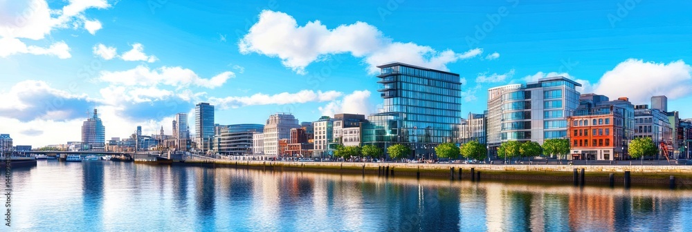 Obraz premium anime dublin downtown skyline 