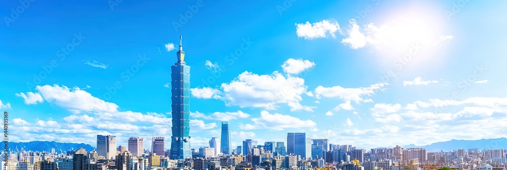 Obraz premium anime new taipei city taiwan downtown skyline 