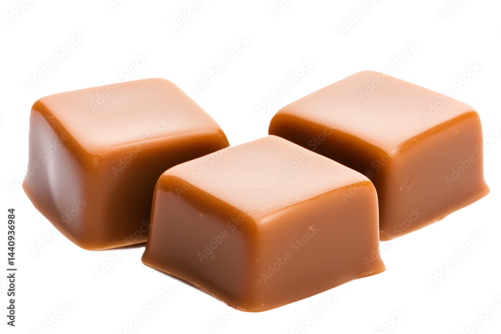 Soft Caramel Candy Cubes on Transparent Background. Soft Caramel Candy Cubes on Transparent Background.