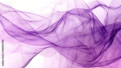 Abstract Motion of Light Purple Smoke Waves Flowing Gently Across White Background