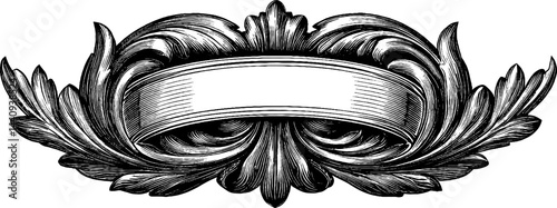 Elegant engraved crest frame with laurel design for vintage decor and artistic projects