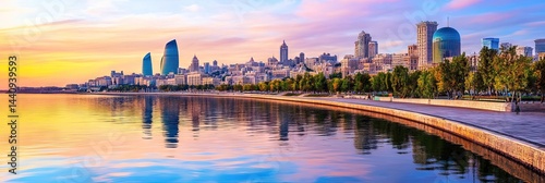 manga baku azerbaijan downtown skyline -