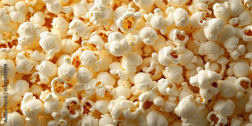 Popcorn kernels freshly popped, showcasing a fluffy and delicious snack ideal for movie nights or celebrations Popcorn kernels freshly popped, showcasing a fluffy and delicious snack ideal for movie nights or celebrations