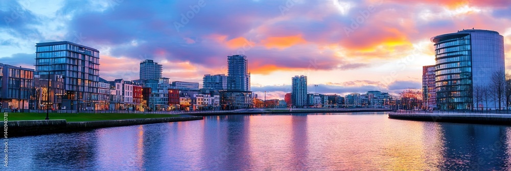 Obraz premium manga dublin ireland downtown skyline